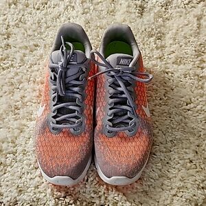 Like new, Nike Air Max Sequent 2 Tennis shoes, Orange/Grey, size 8.5